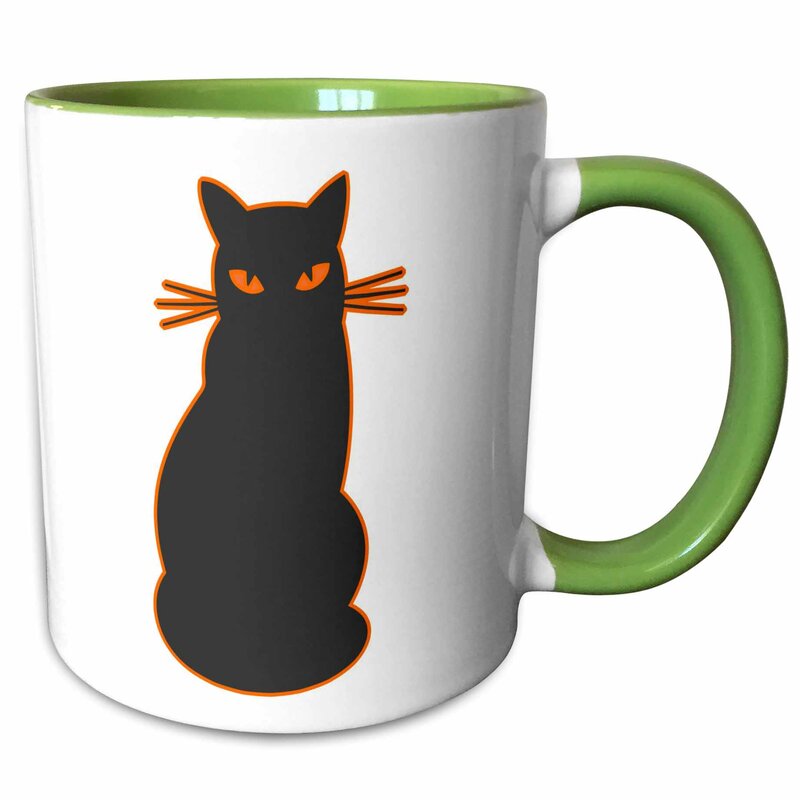 East Urban Home Weldon  Halloween Cat  with Artwork Coffee 